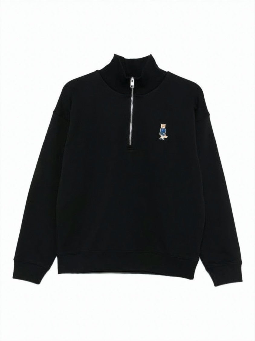 Maison Kitsuné Half-Zip Cotton Sweatshirt With High Collar
