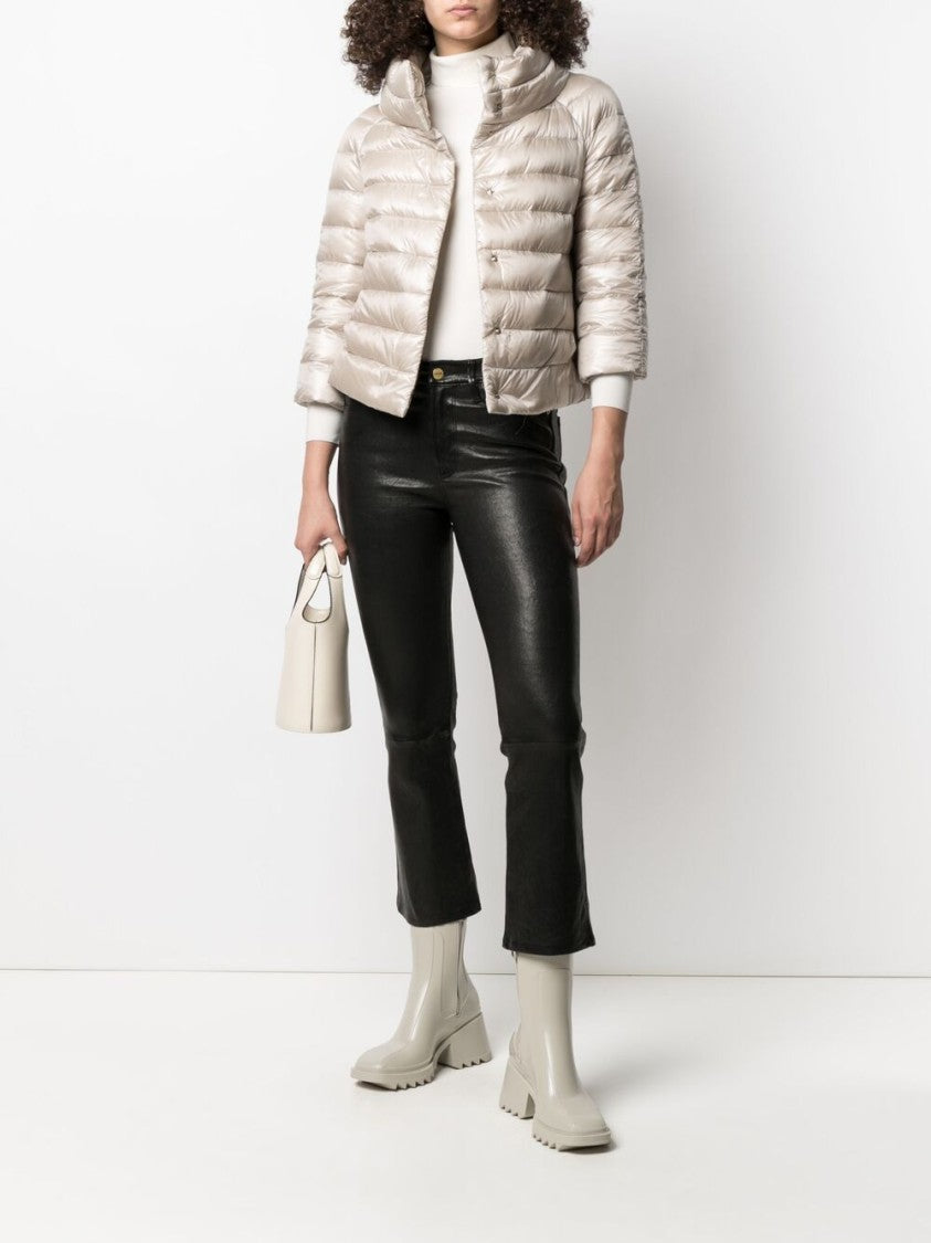 Herno Black Cropped Puffer High Collar Jacket