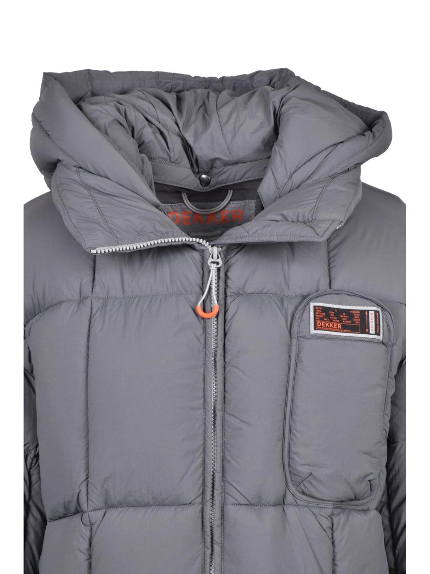 Dekker Grey Hooded Quilted Polyamide Down Jacket