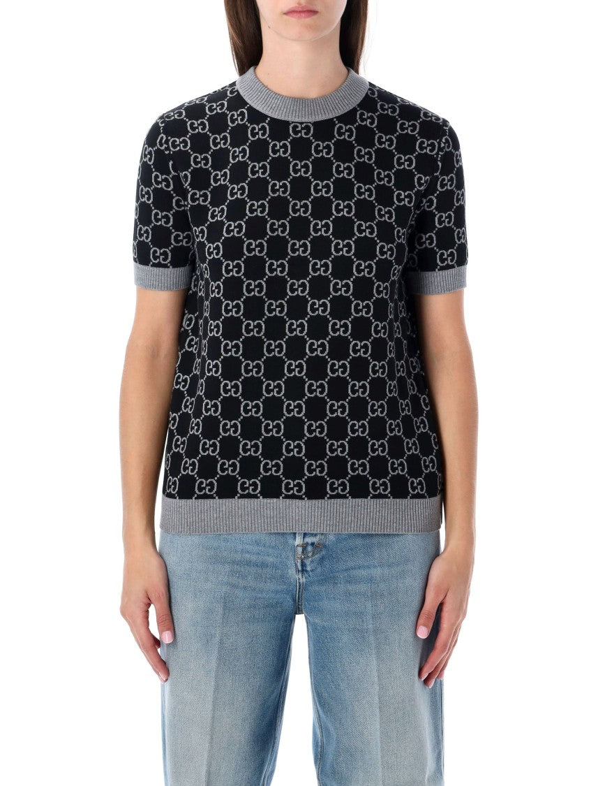 Gucci Gg Monogram Short Sleeve Reversible Sweater