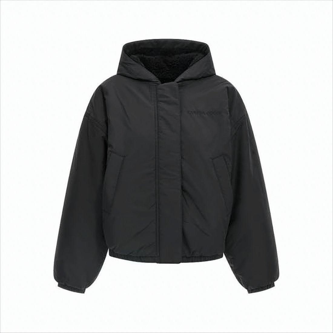Canada Goose Dual-Texture Black Jacket With Hood And Concealed Zipper