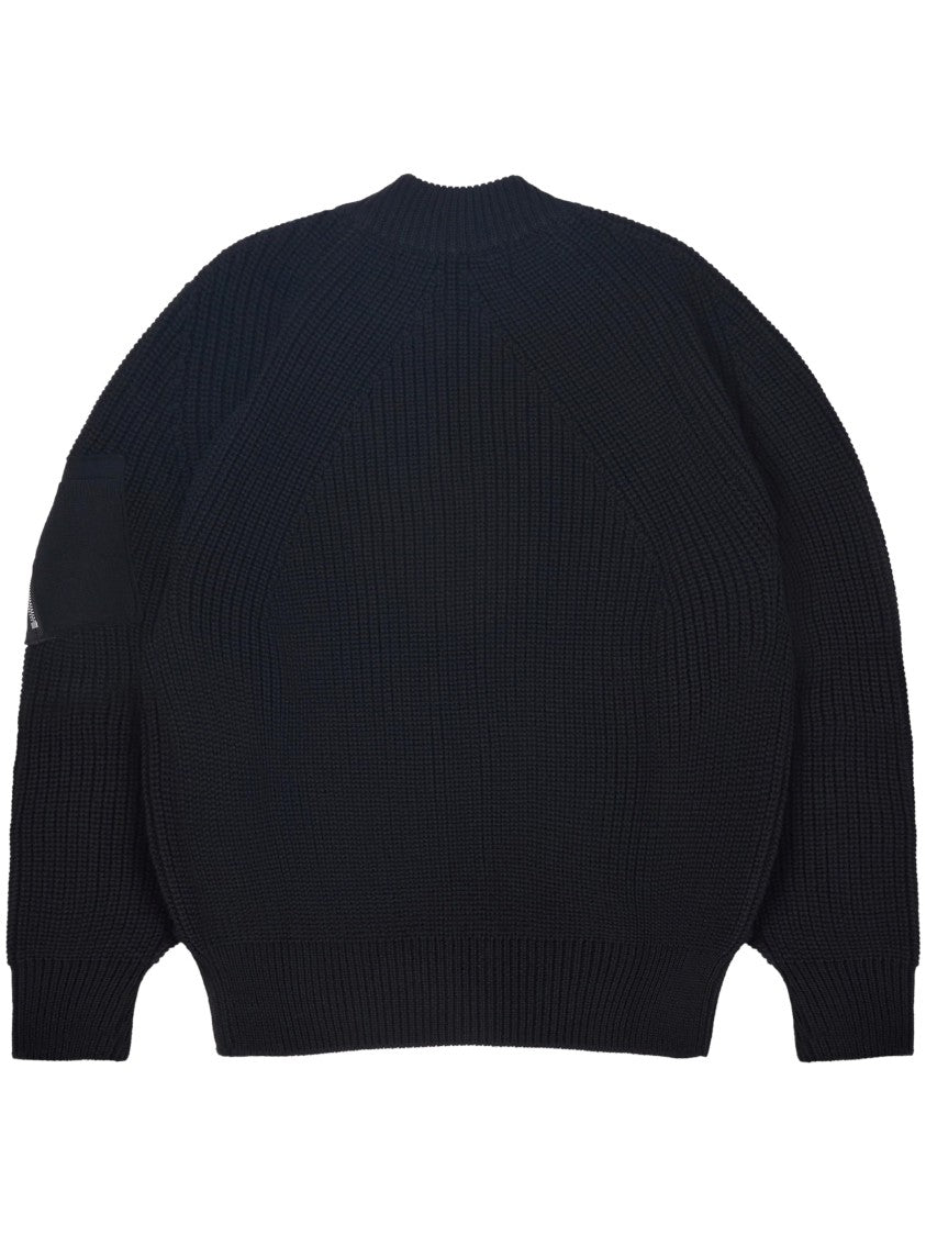 Comme Des Garçons Chunky Ribbed Knit Sweater With Zippered Pocket Detail