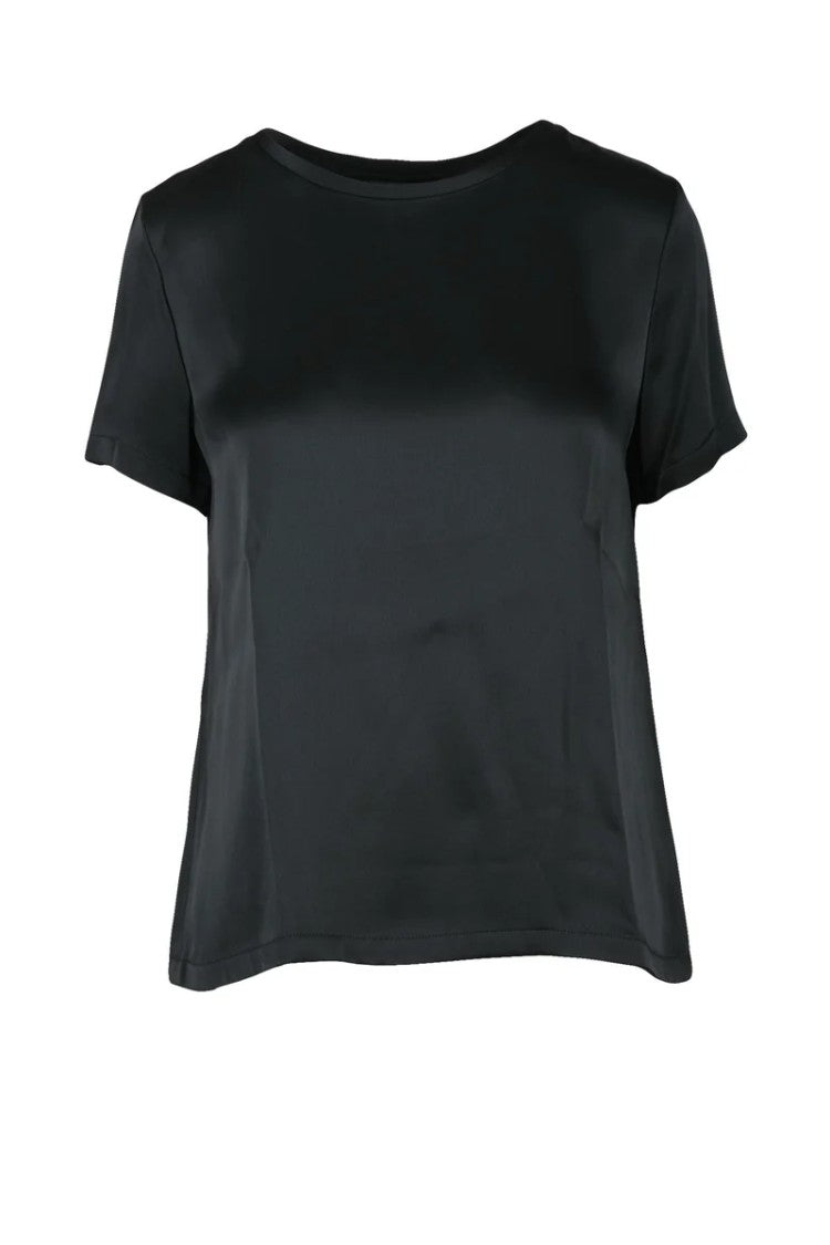 Max Mara Black Acetate Viscose Women's Satin Blouse