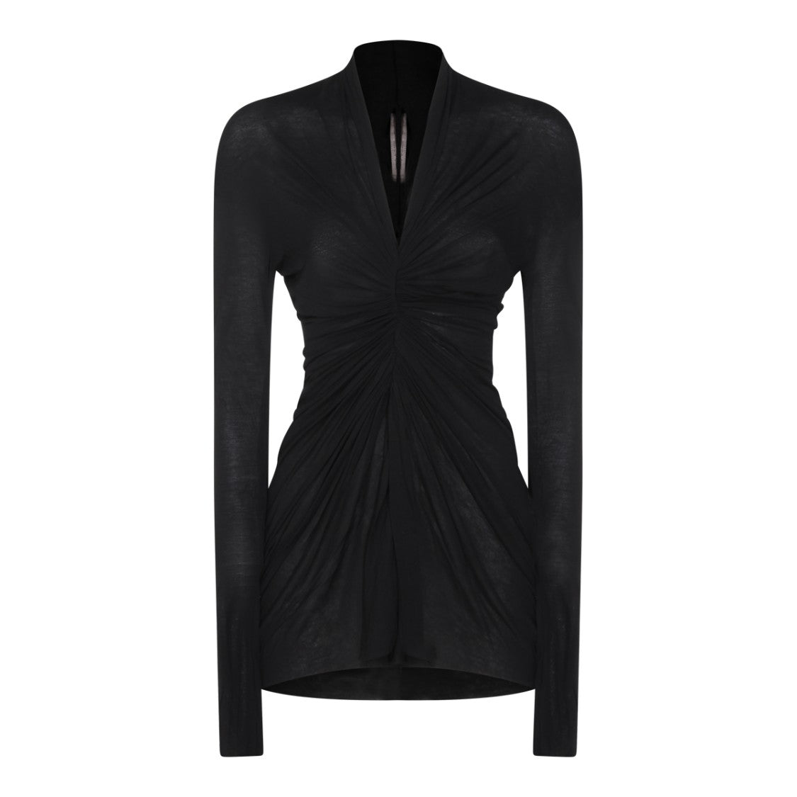 Rick Owens Black Viscose Long-Sleeved Top