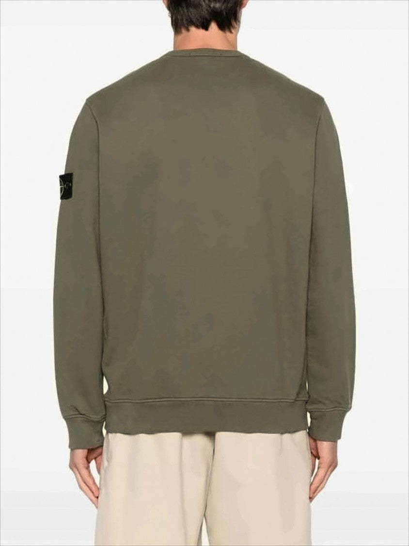 Stone Island Minimalist Olive Green Long-Sleeve Crewneck Sweatshirt
