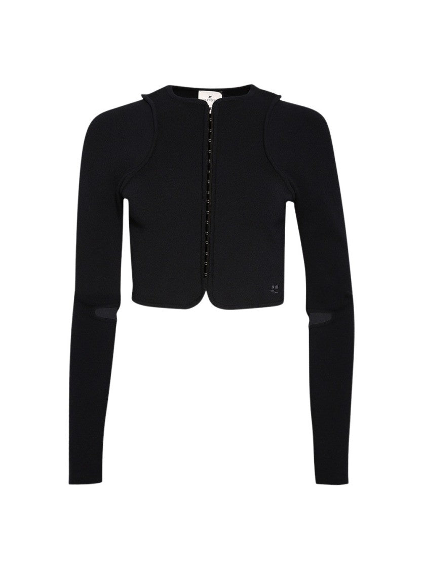 Courrèges Scuba Cut Out Knit Cardigan Navy