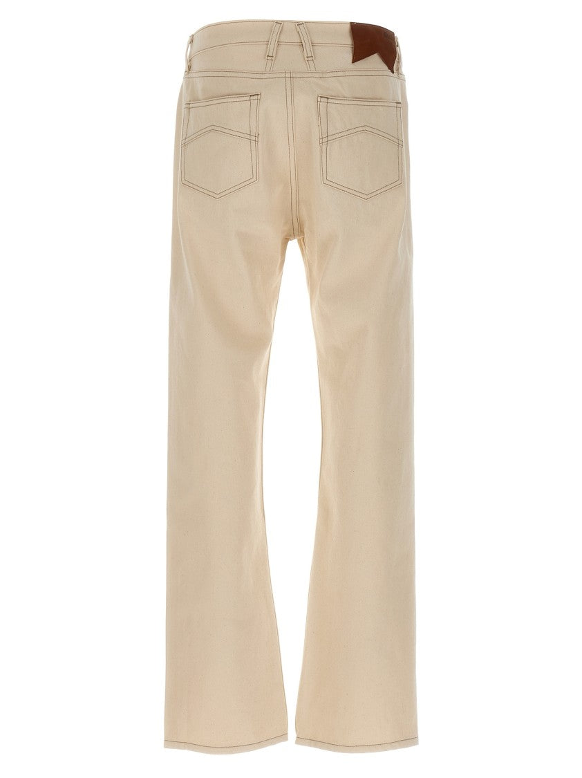 Rhude Straight-Leg Garment-Dyed Denim Jeans With Leather Logo Label