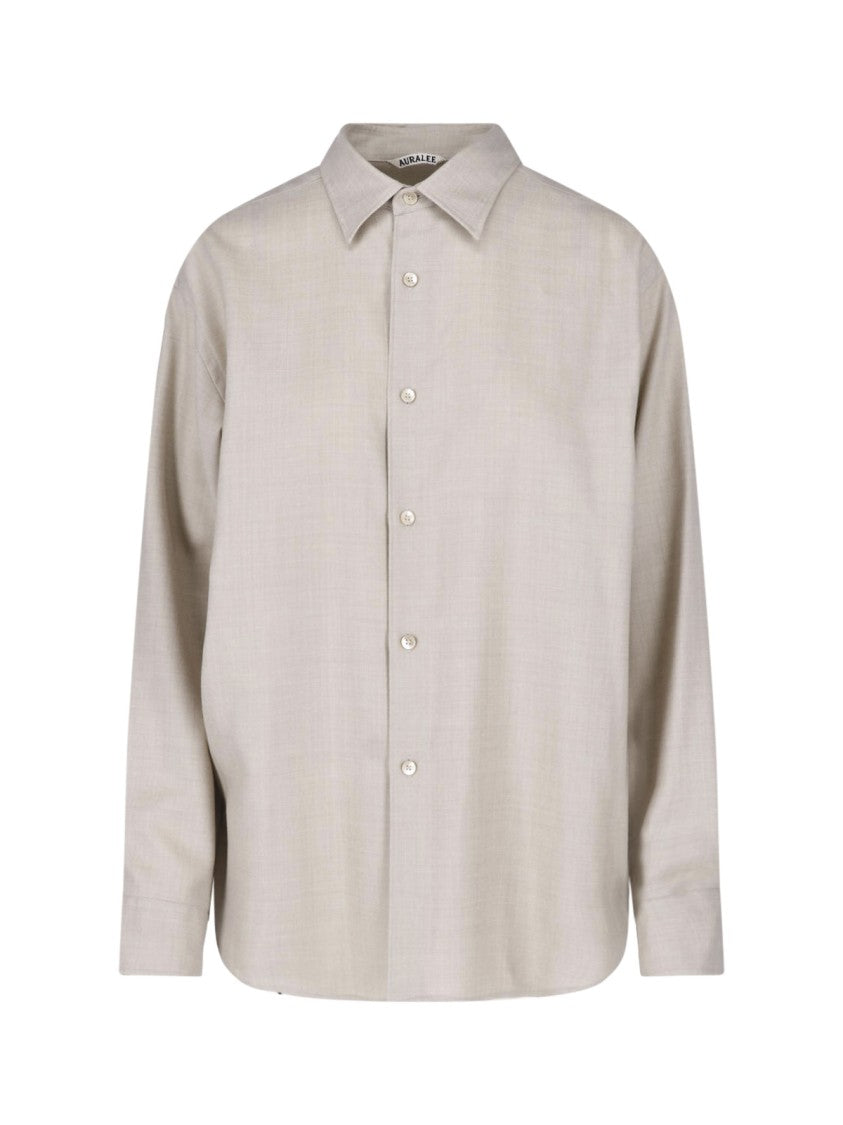 Auralee Beige Wool Long-Sleeve Shirt