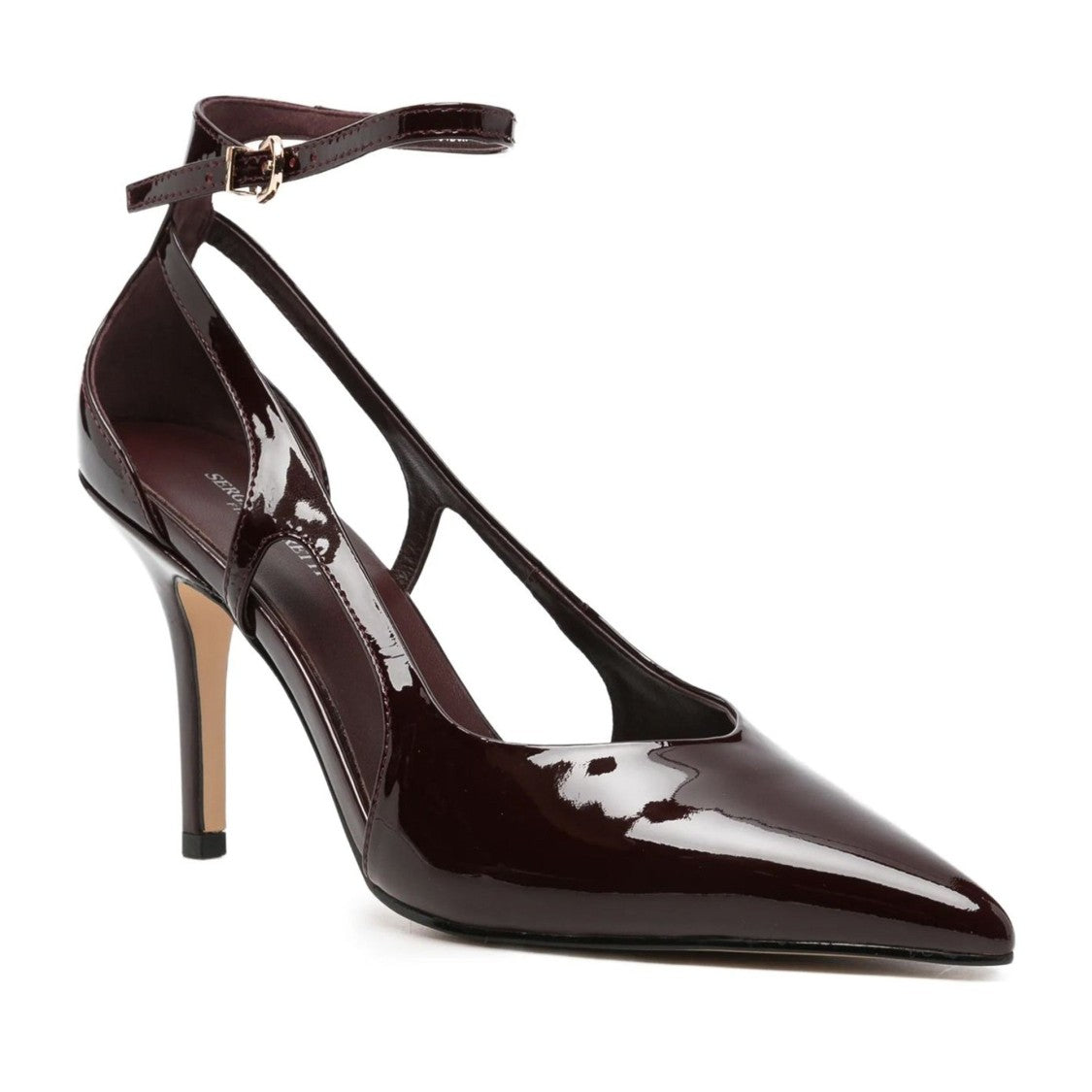 Sergio Moretti Red Pointed Toe High Stiletto Ankle Strap Patent Leather Pumps