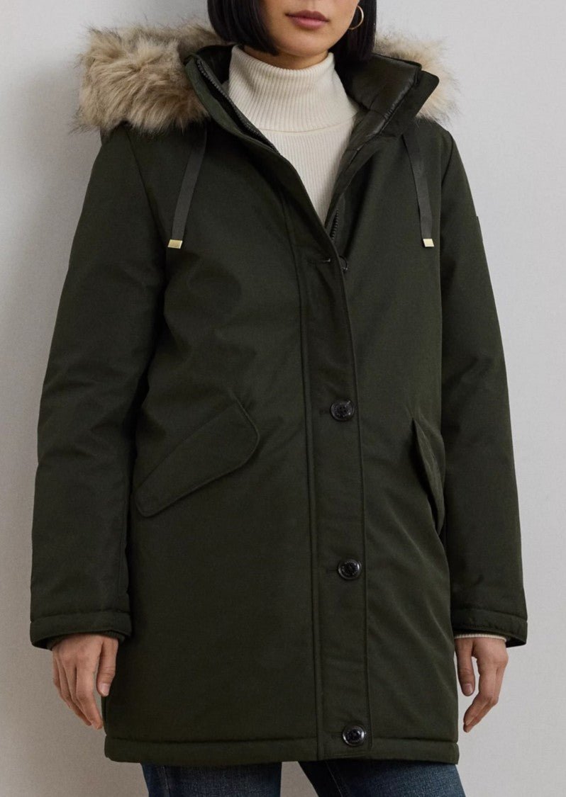 Lauren Ralph Lauren Mid-Length Dark Olive Green Parka