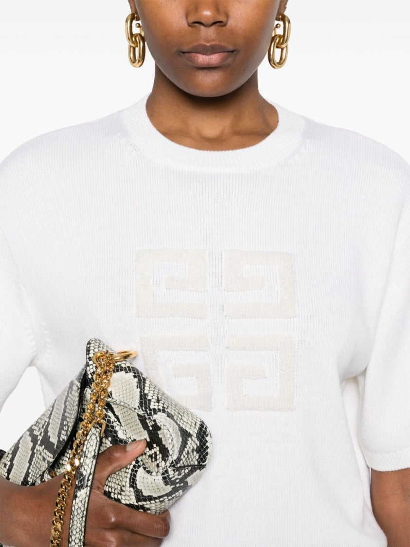 Givenchy White Crew Neck Short Sleeve Sweater