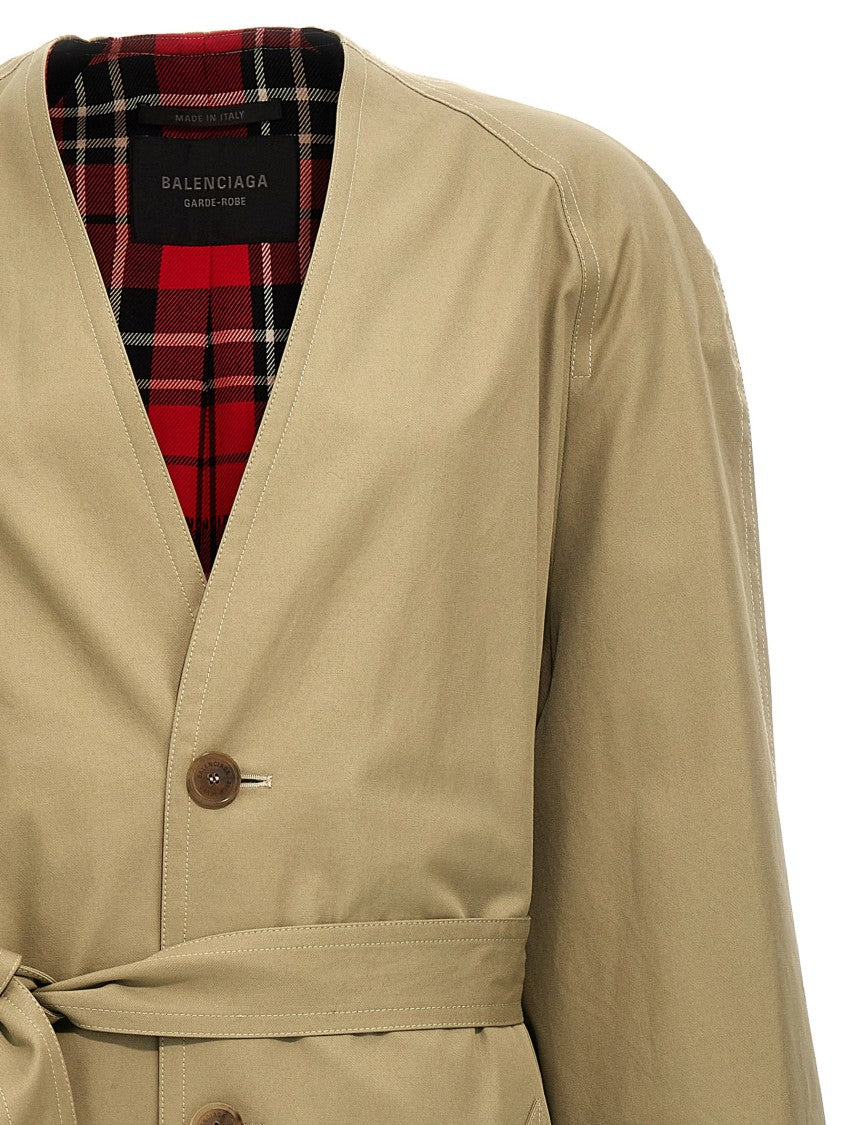 Balenciaga Check Lining Oversize Trench Coat