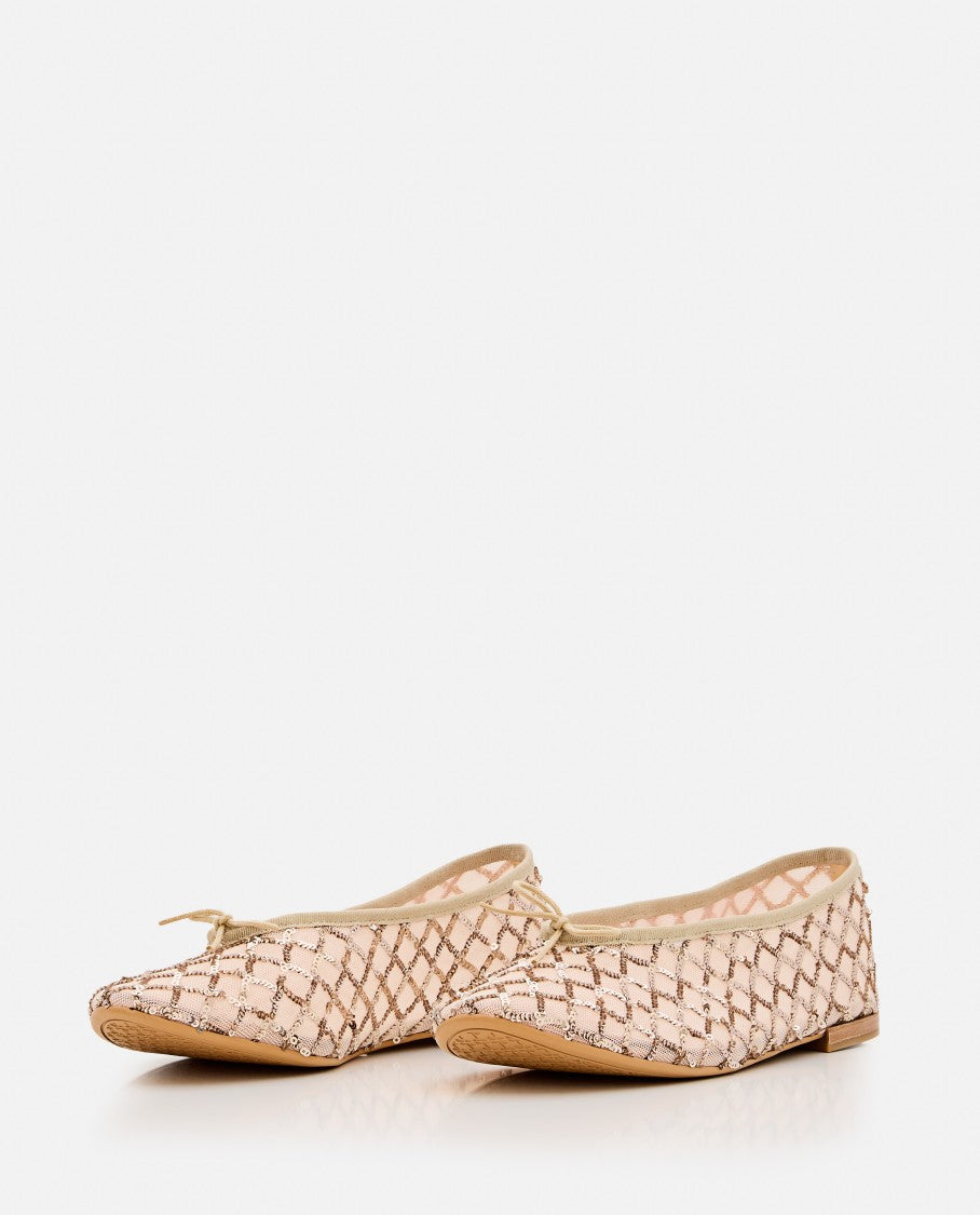 Repetto Light Gold Woven Flats With Leather-Wrapped Heel