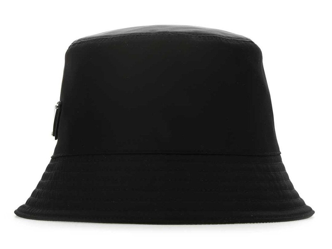 Prada Smooth Nylon Bucket Hat With Triangular Logo Patch