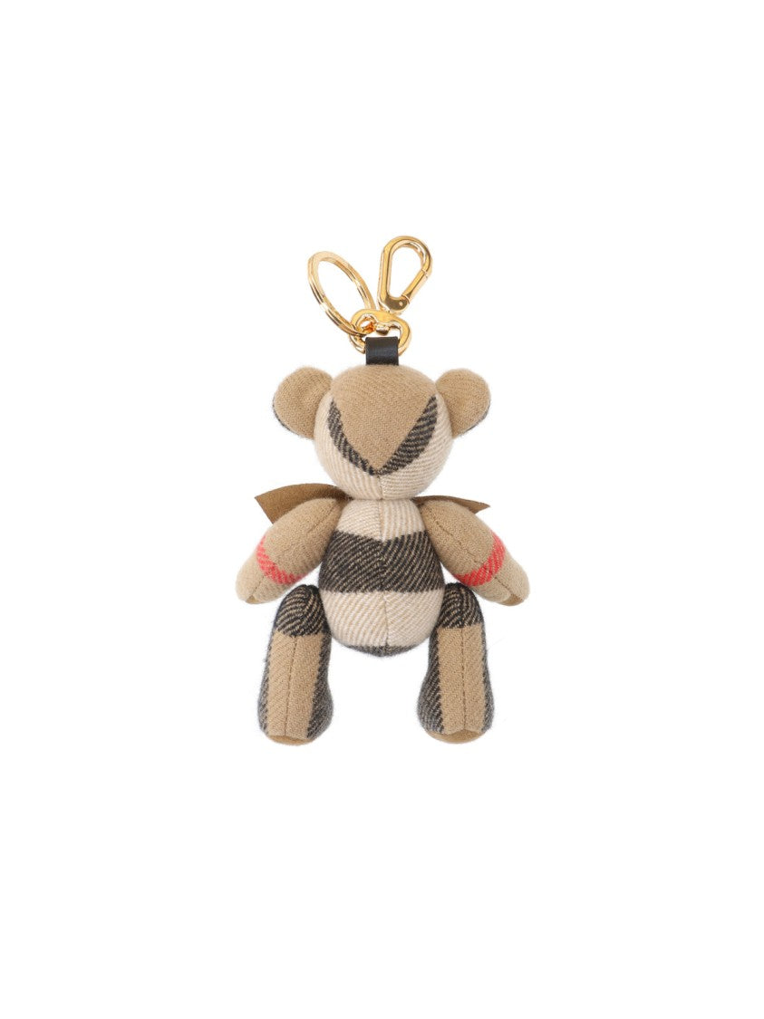Burberry Beige Check Cashmere Teddy Bear Keychain