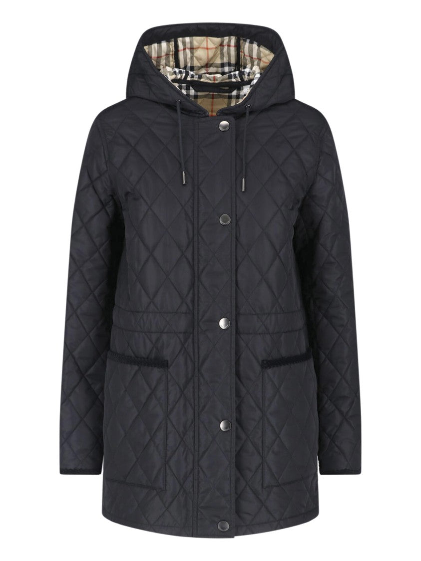 Burberry Black Quilted Hooded Jacket