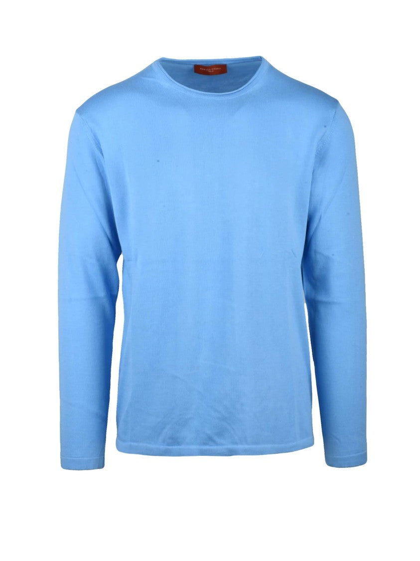 Daniele Fiesoli Light Blue Classic Cotton Sweater