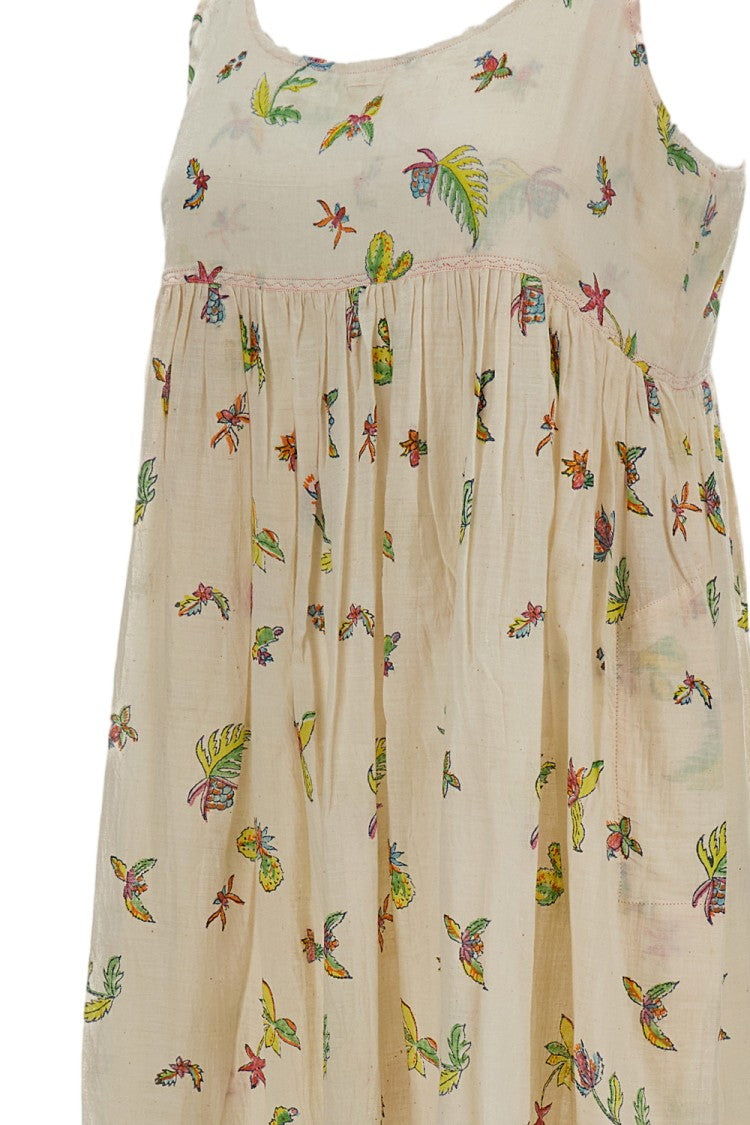 Injiri Cotton Slip Dress With Floral Pattern And Side Pockets