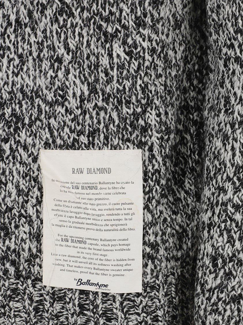 Ballantyne Textured Knit Sweater In Marled Black And White Blend