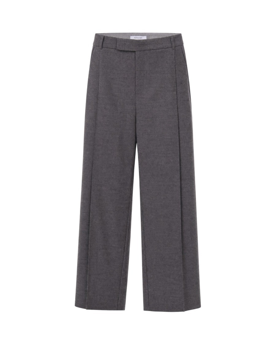Patrizia Pepe Grey Melange Lyocell-Blend Wide-Leg Pants