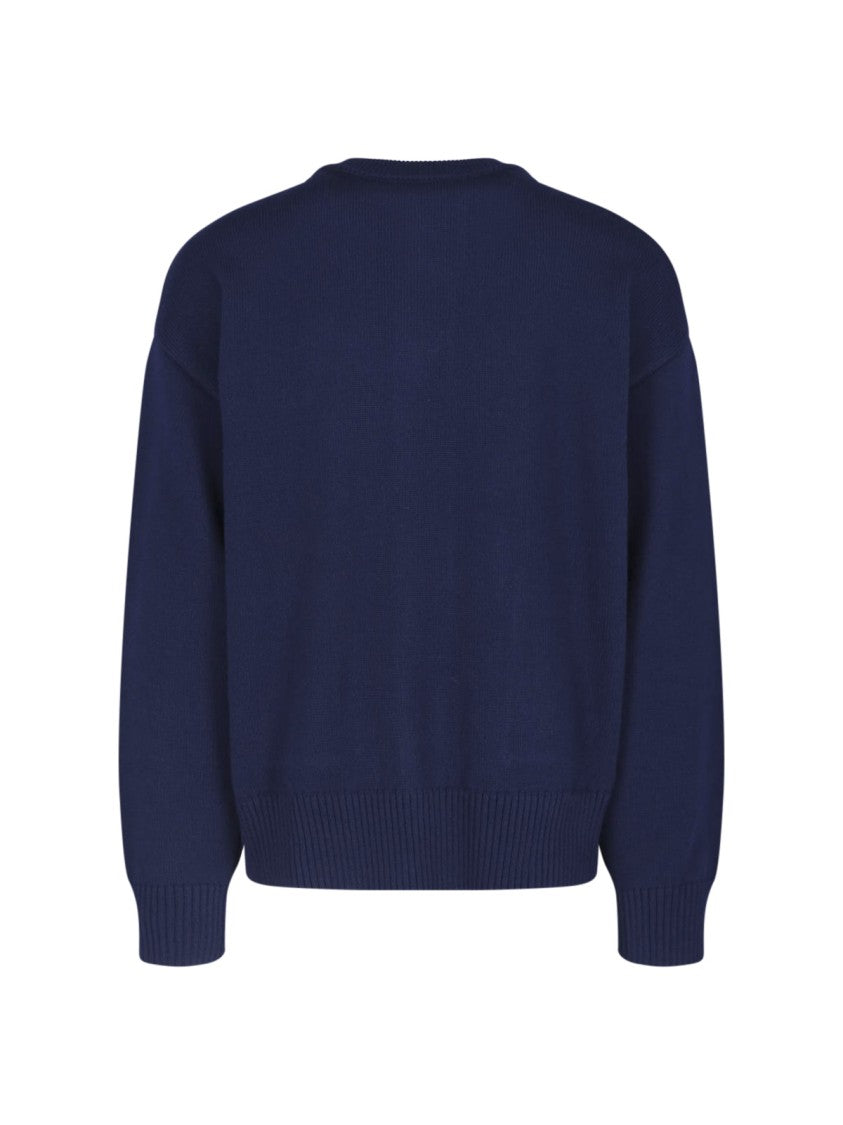Ami Paris Blue Round Neck Cardigan