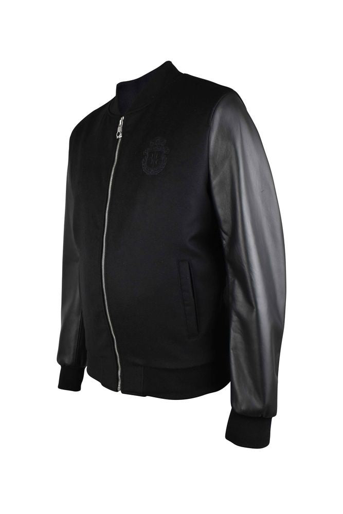 Billionaire Two-Material Bomber Jacket With Leather Sleeves