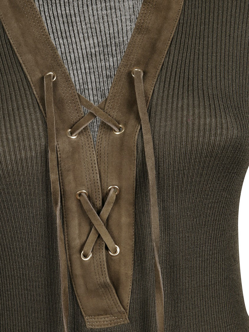 Golden Goose Green Orly Wool Day Dress