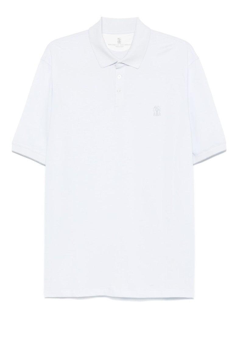Brunello Cucinelli Classic White Short-Sleeved Polo Shirt With Logo Detail