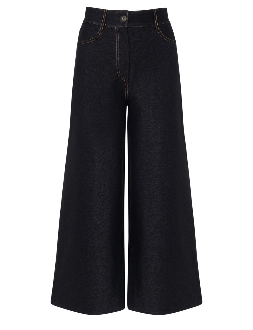 Max Mara Wide-Leg Cropped Black Pants
