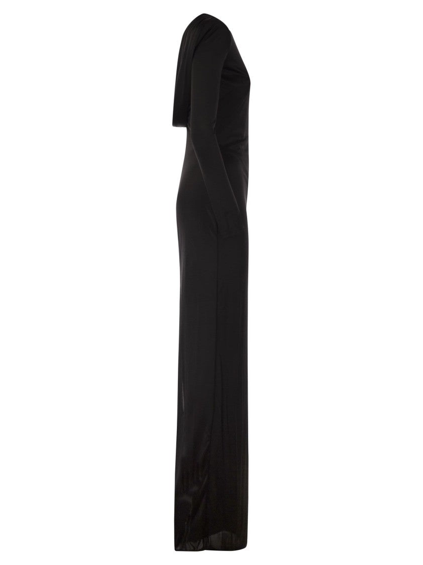 Elisabetta Franchi Red Carpet Dress In Shiny Viscose Jersey