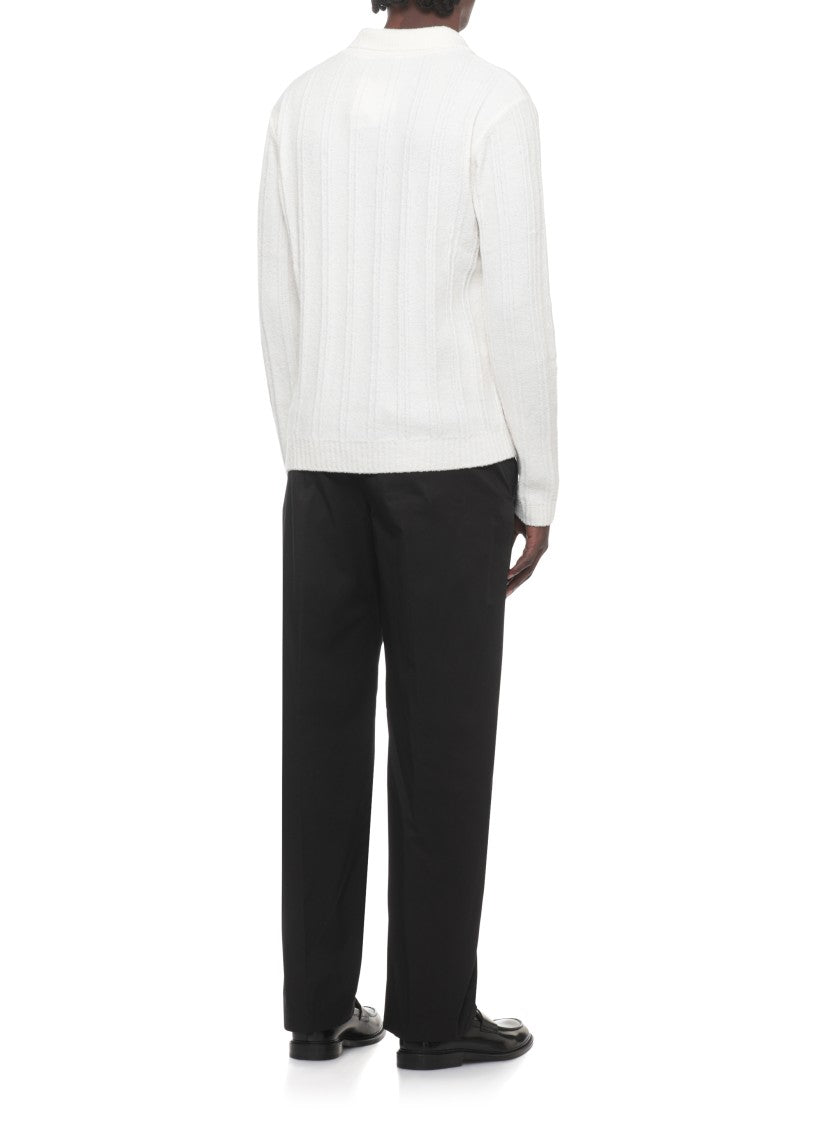 Casablanca White Boucle Logo Patch Polo Shirt