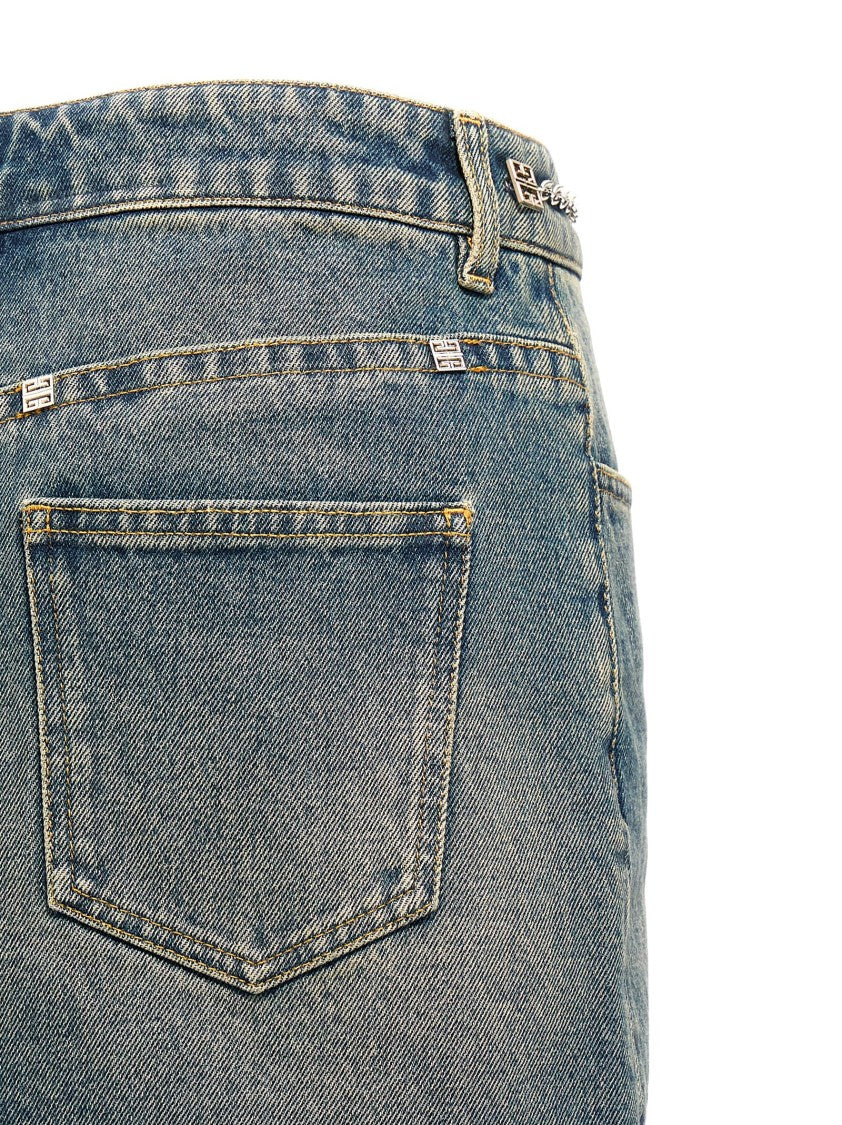 Givenchy Denim Mini Skirt With Chain Detail