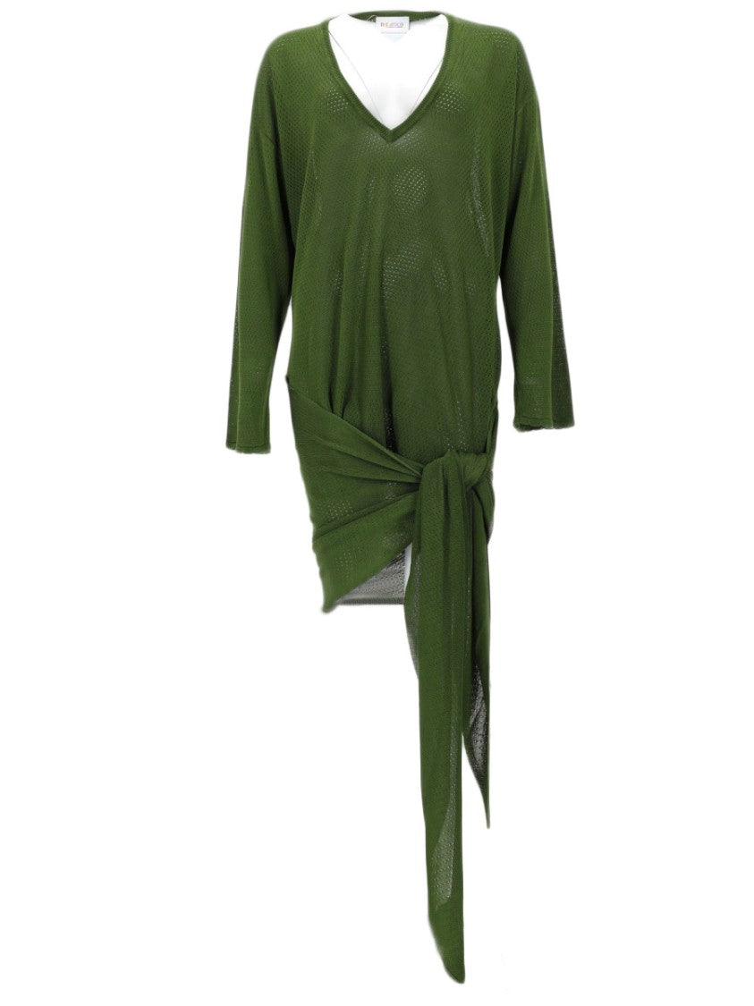 The Attico Draped V-Neck Asymmetrical Mini Dress