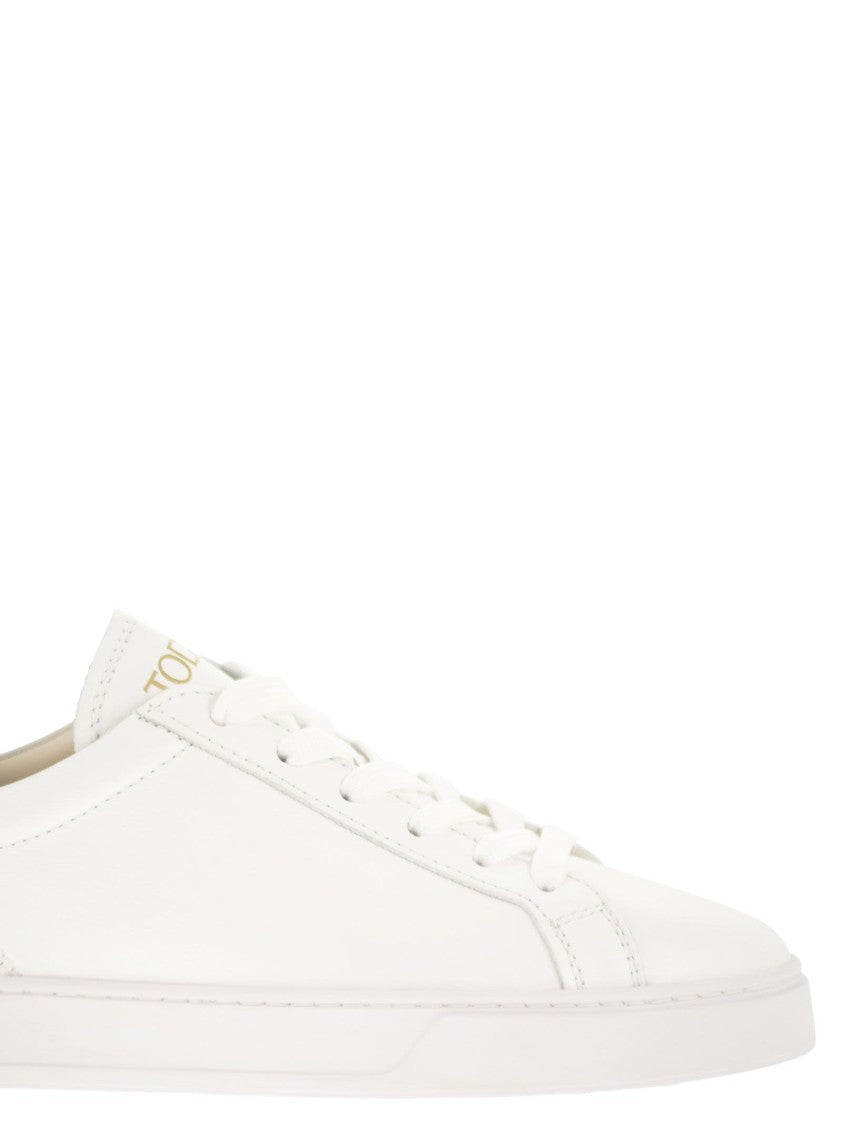 Tod's Minimalist Calfskin Leather Sneakers With Rubber Sole