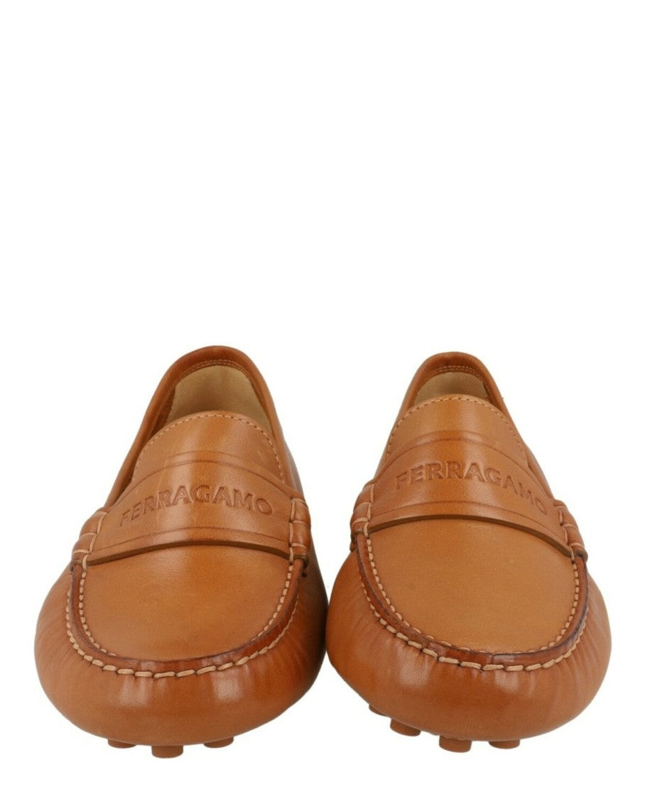 Ferragamo Iside Leather Loafers With Embossed Ferragamo Signature