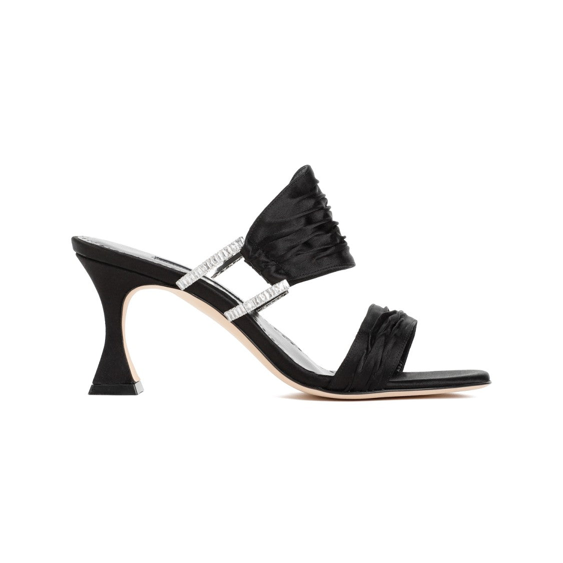 Manolo Blahnik Black Satin Chinap Sandal