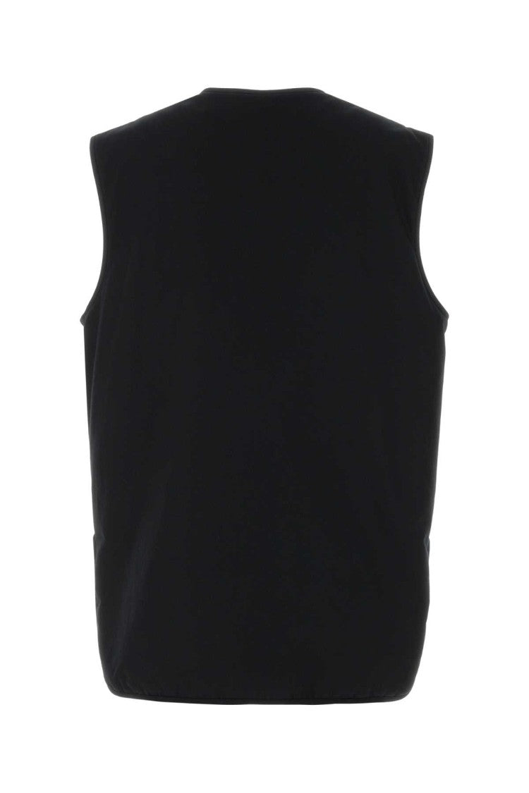 Jil Sander Minimalist Black Cotton Vest With Front Zipper Closure