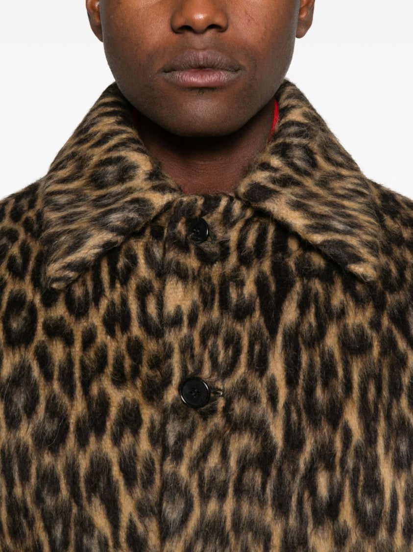 Lanvin Brown Multicolour Long Sleeve Button Coat