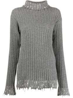 Marni Raw-Cut Edge High-Neck Knitted Jumper