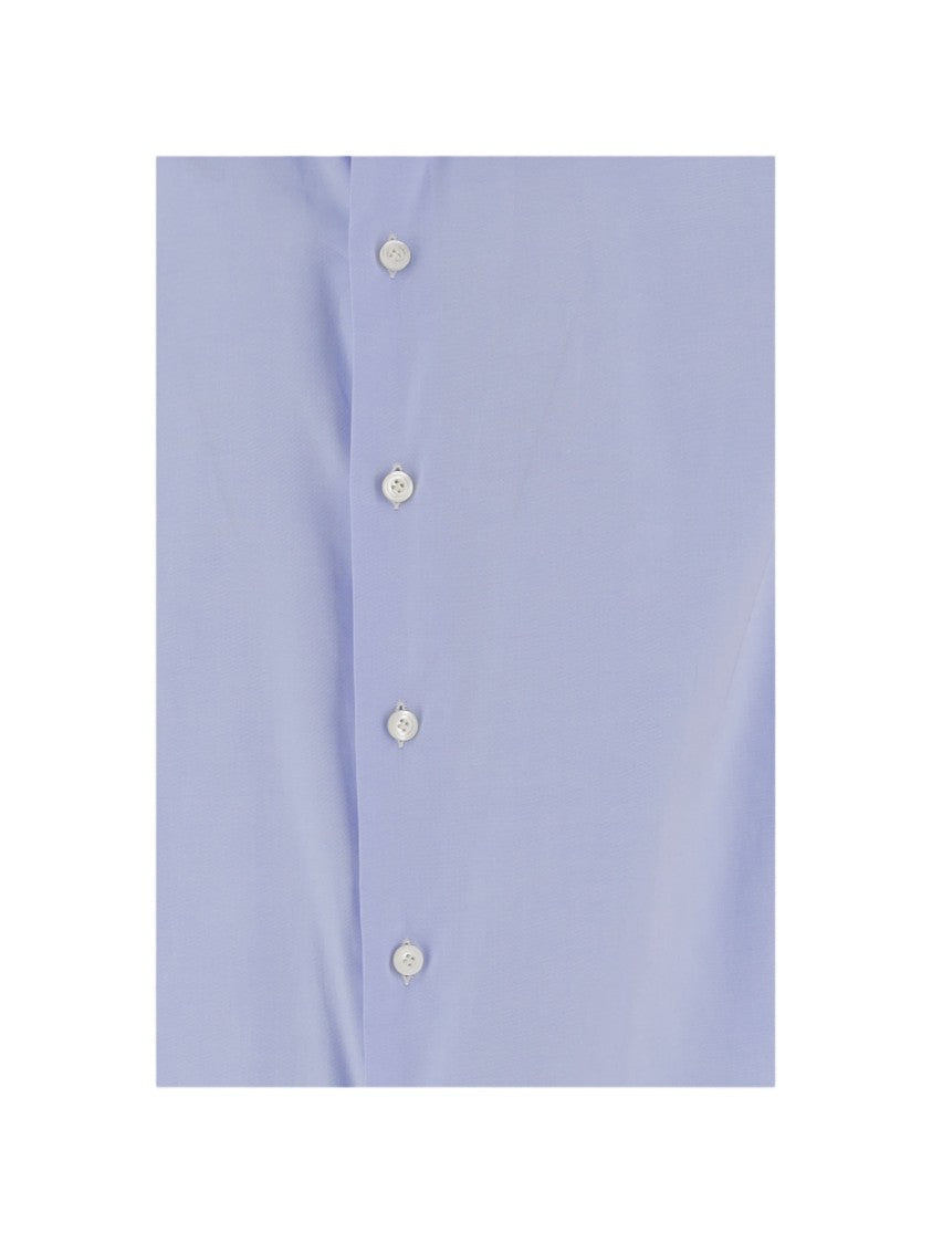Gherardi Light Blue Curved Hem Cotton Shirt