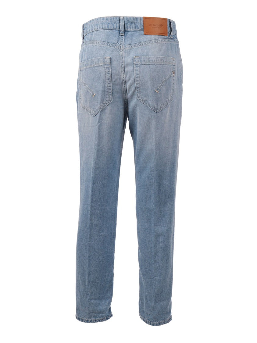 Dondup Light Blue Cropped Straight-Leg Pants
