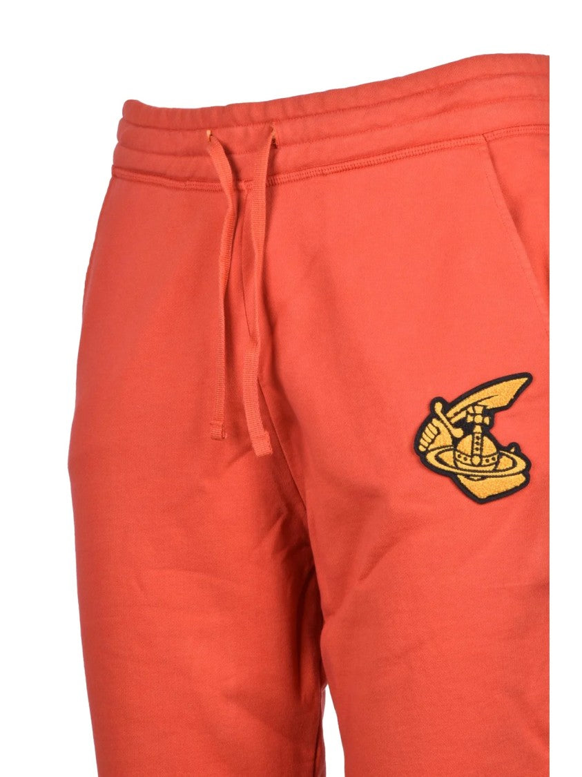 Vivienne Westwood Anglomania Tapered Red Track Pants With Ribbed Cuffs And Embroidered Emblem