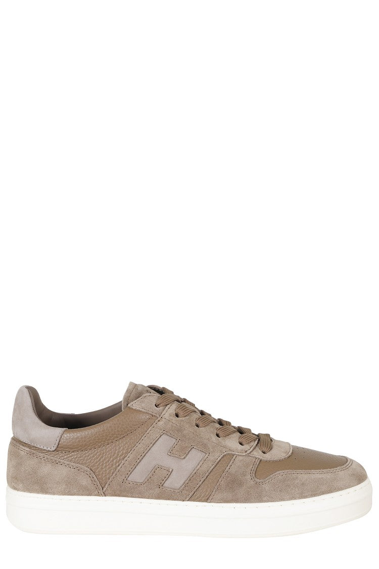 Hogan Brown H Tv Smooth Leather Suede Rubber Sole Sneakers