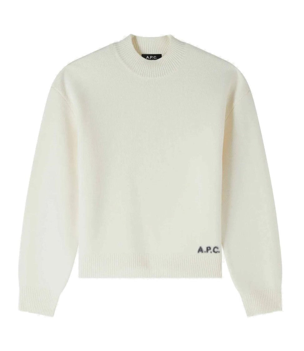 A.P.C. Ecru Merino Wool Jumper With Boxy Cut