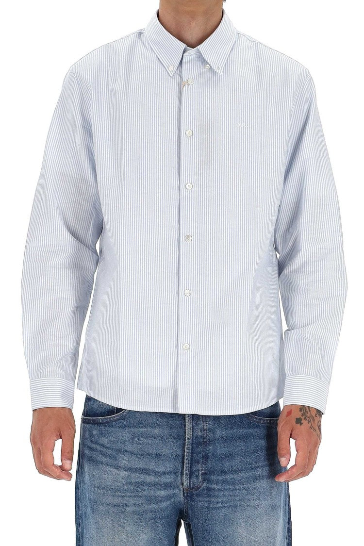 A.P.C. Standard Fit Cotton Piquet Striped Shirt
