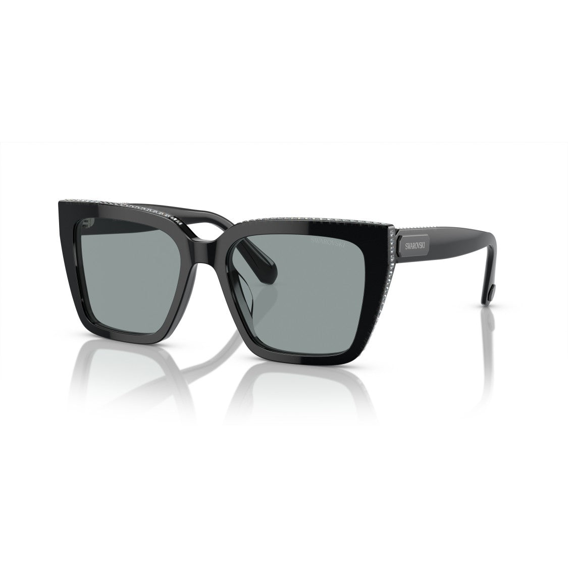 Swarovski 0Sk6013 Oversized Square Frame Sunglasses With Crystal Embellishments