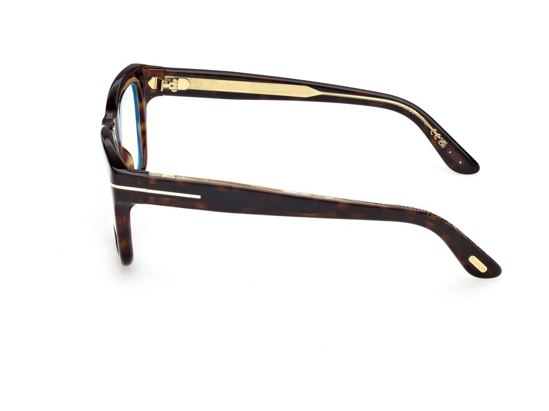 Tom Ford Ft6076-B Tortoiseshell Gold Accents Acetate Square Eyeglasses