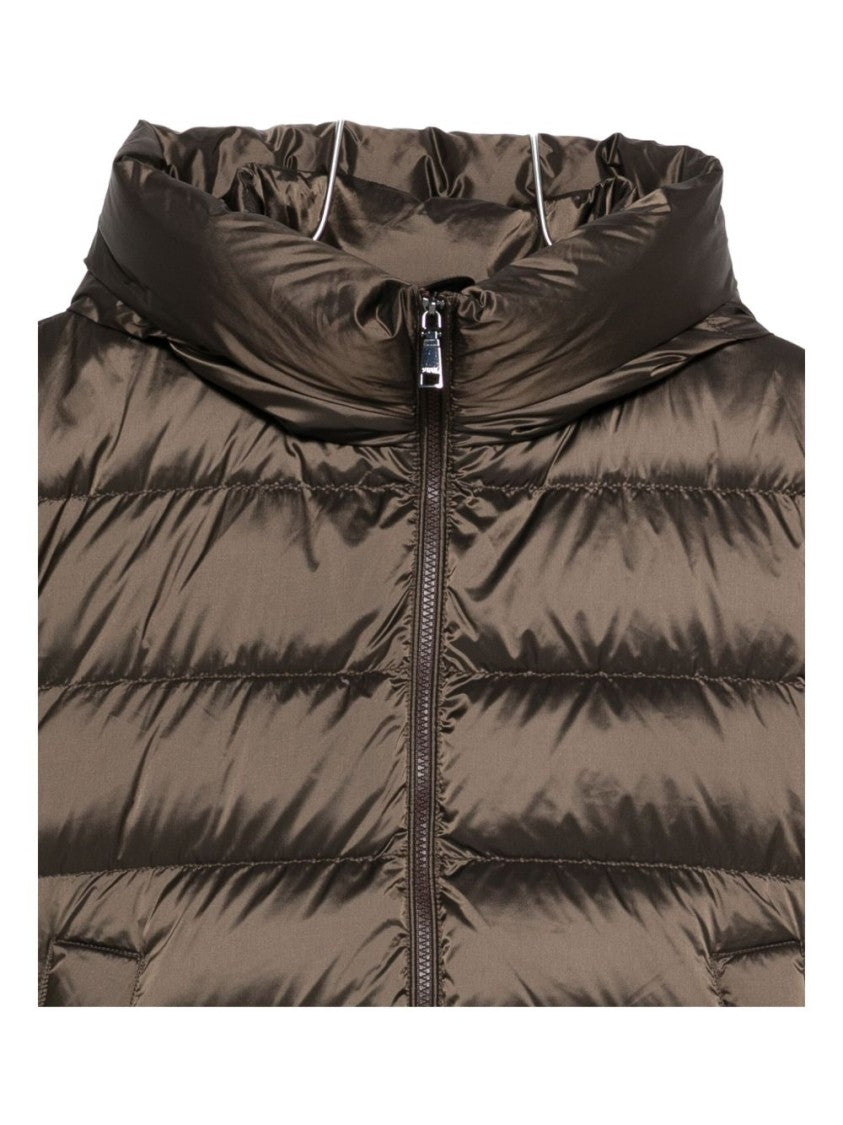 Seventy Sergio Tegon Brown Quilted Short Coat With High Collar