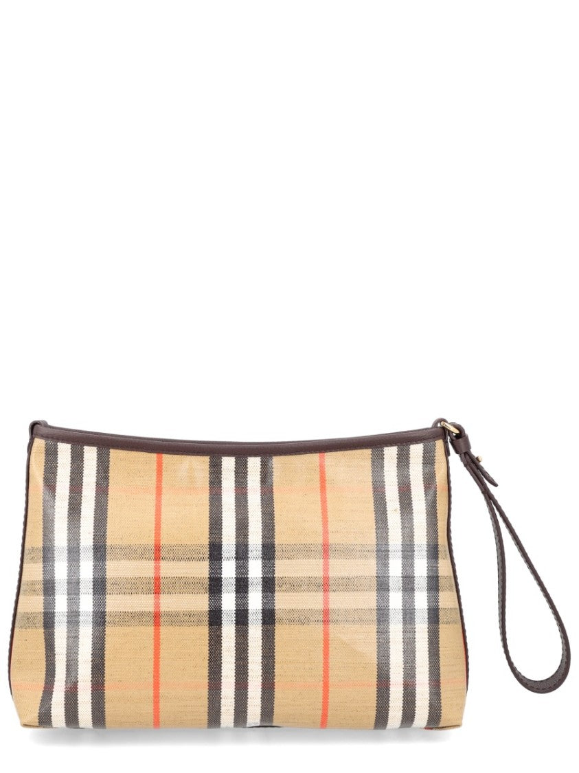 Burberry Beige Highlands Cotton Check Clutch