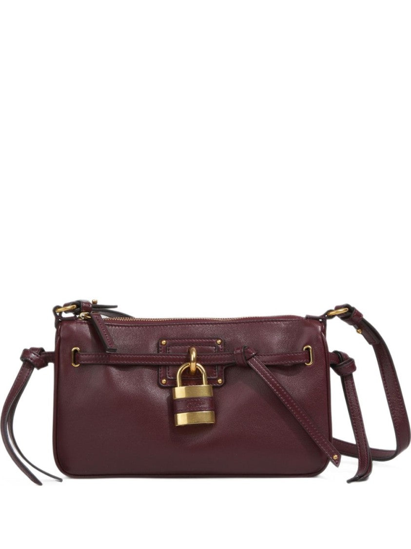 Chloé Sleek Rectangular Shoulder Bag In Rich Burgundy Lamb Leather